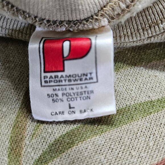 Vintage Boho Sweater Womens Large Tan 80s Glam Rock Retro Floral Cottage Casual - Picture 9 of 9